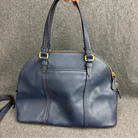 Coach Peyton Teal Navy Leather Bag Style No: F 25671 W/Removable Crossbody Strap - Picture 5 of 9